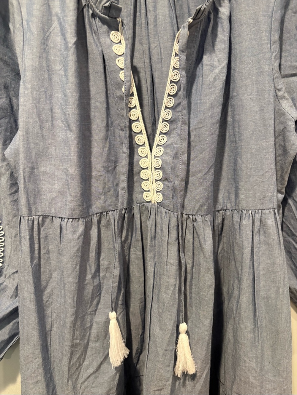 Tuckernuck Embroidered Chambray Long Sleeve Salty Paloma Caftan Sz S - Picture 8 of 15
